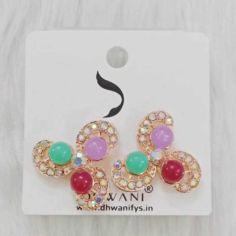 women elegant diamond earrings -Dhwani Austrian Stone And Pearls Studs Earrings