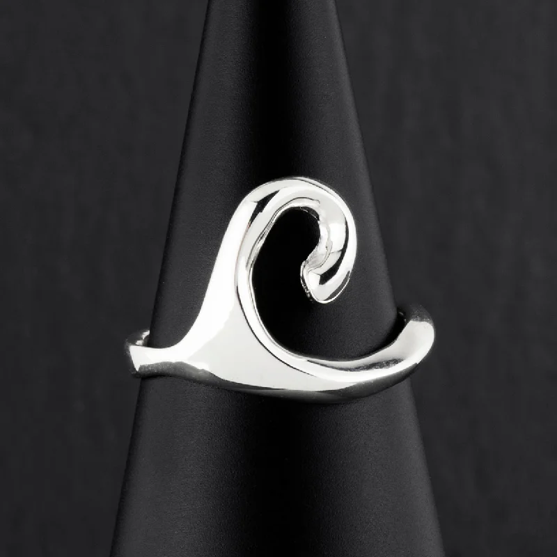 women minimalist rings -Sterling Silver Wave Ring