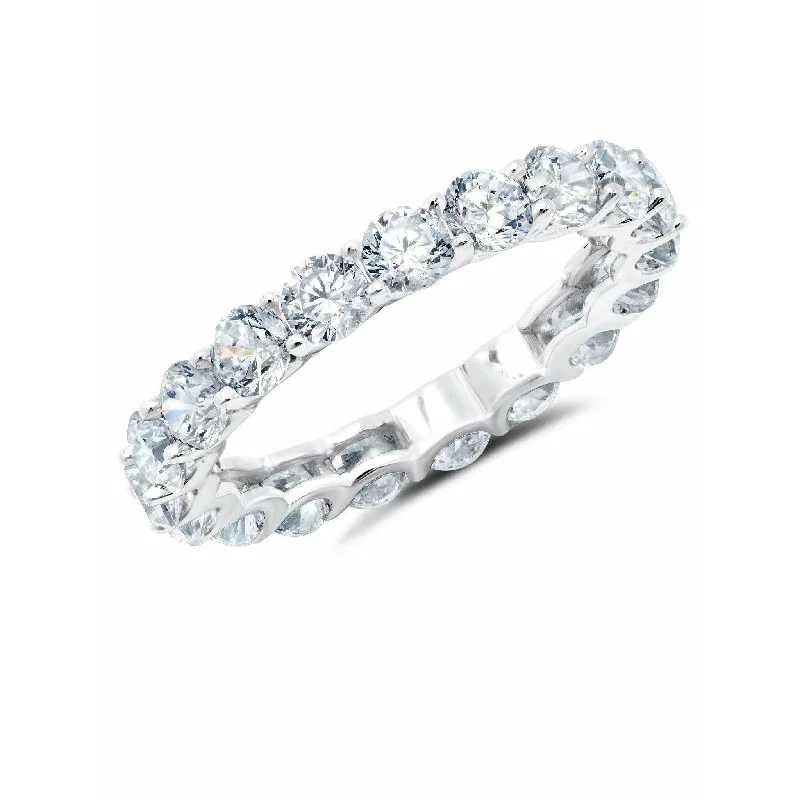 women unique rings -CRISLU Small Round Cut Eternity Band in Pure Platinum