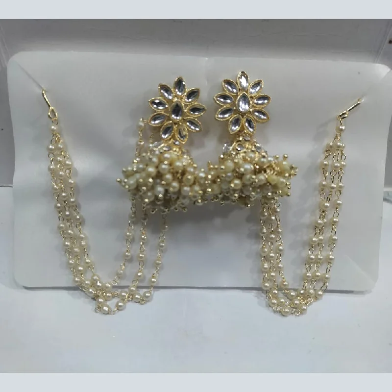 women chic earrings -Manisha Jewellery Gold Plated Pearl And Kundan Kanchain Jhumki Earrings