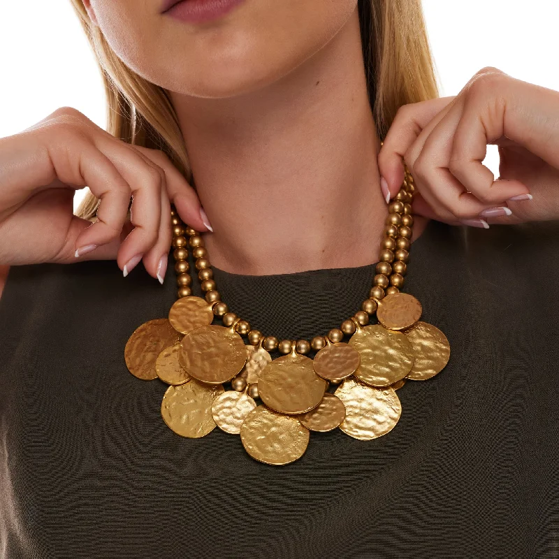 women ruby necklaces -Satin Gold Coin Necklace