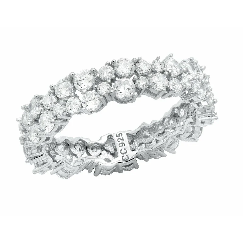 women vintage-style rings -CRISLU Cluster Small Eternity Ring Finished in Pure Platinum