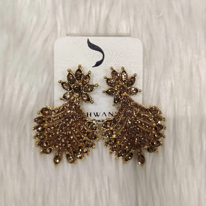 women elegant earrings -Dhwani Gold Plated Austrian Stone Dangler Earrings