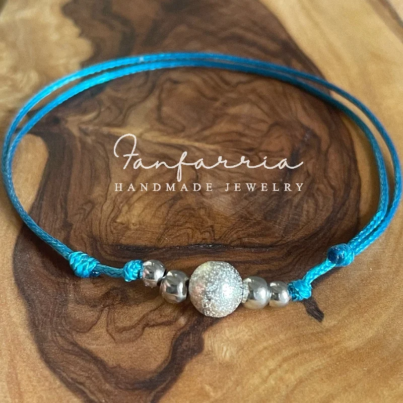 women jewelry bangles -Silver Beaded Turquoise Bracelet