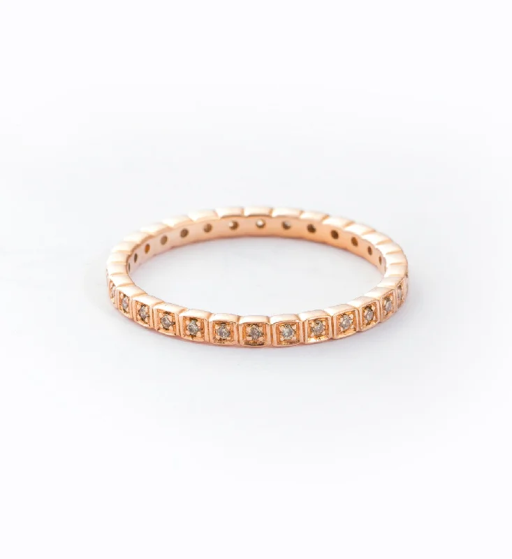 women gold rings -Champagne Diamond Wheat Eternity Band