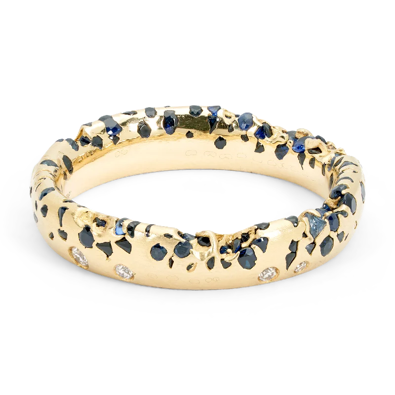 women personalized promise rings -Blue Constellation Ring With Diamonds - Size 5.5 - 9936