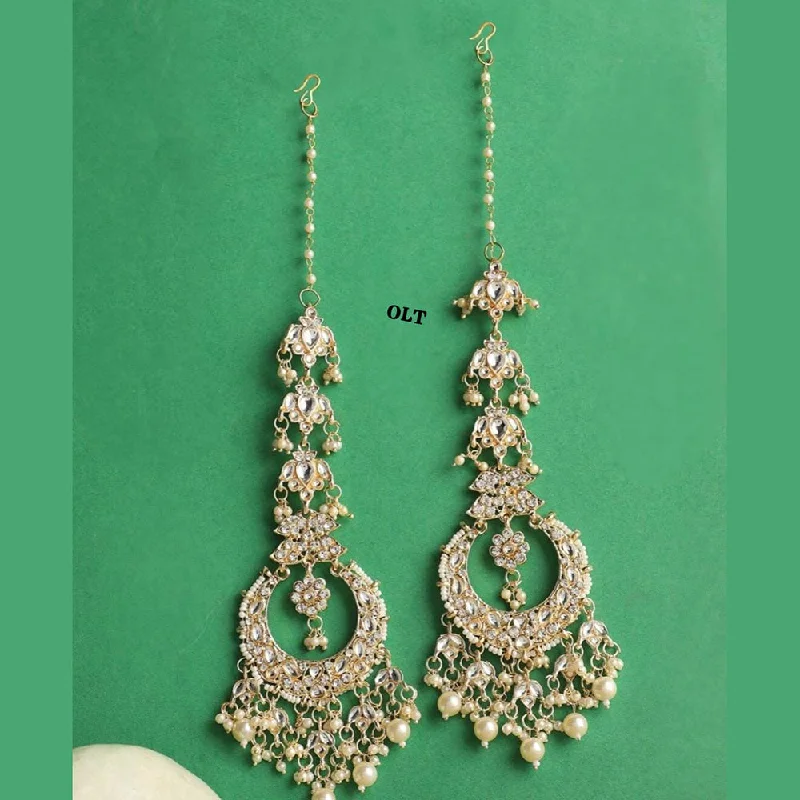 women gold earrings -Lucentarts Jewellery Gold Plated Kanchain Earrings