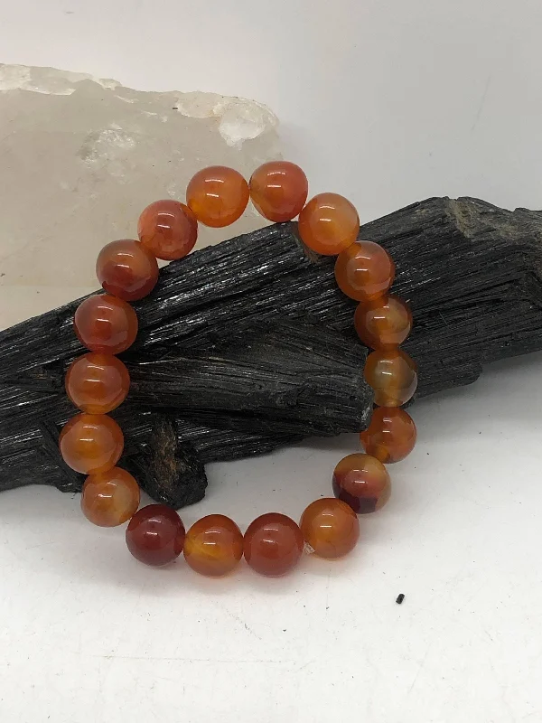 women chunky bracelets -Carnelian 10 mm Stretchy Bracelet