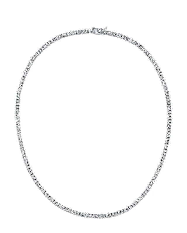 women chain necklaces -Round Cubic Zirconia Tennis Necklace