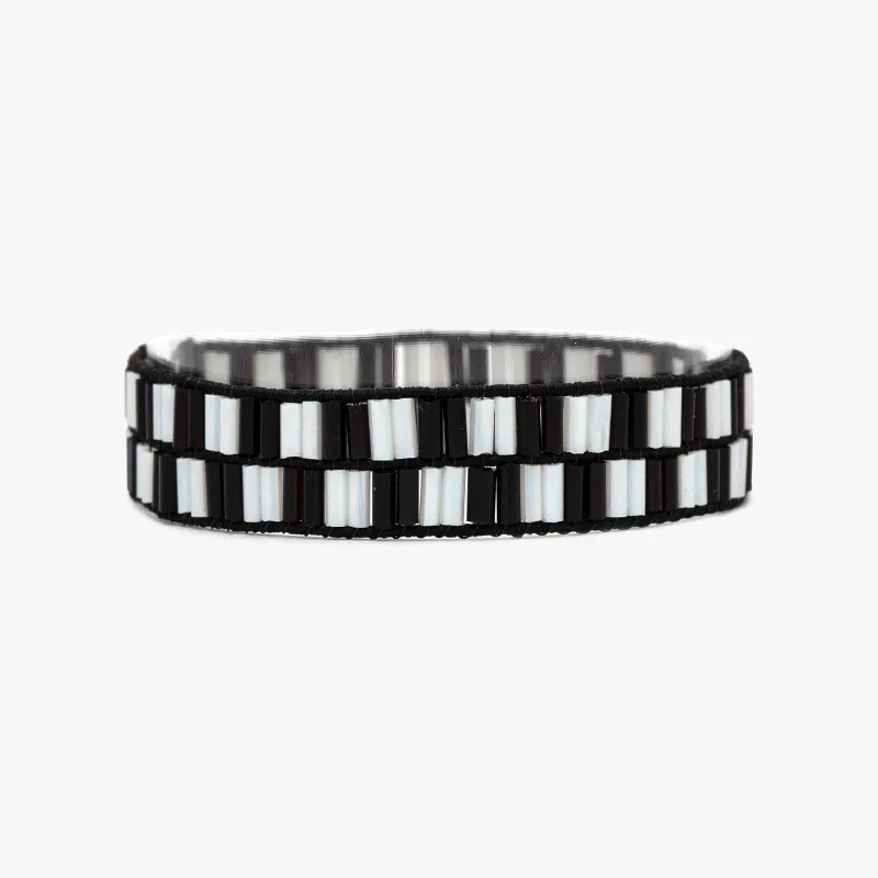 women men’s bracelets -Checkerboard Bead Stretch Bracelet