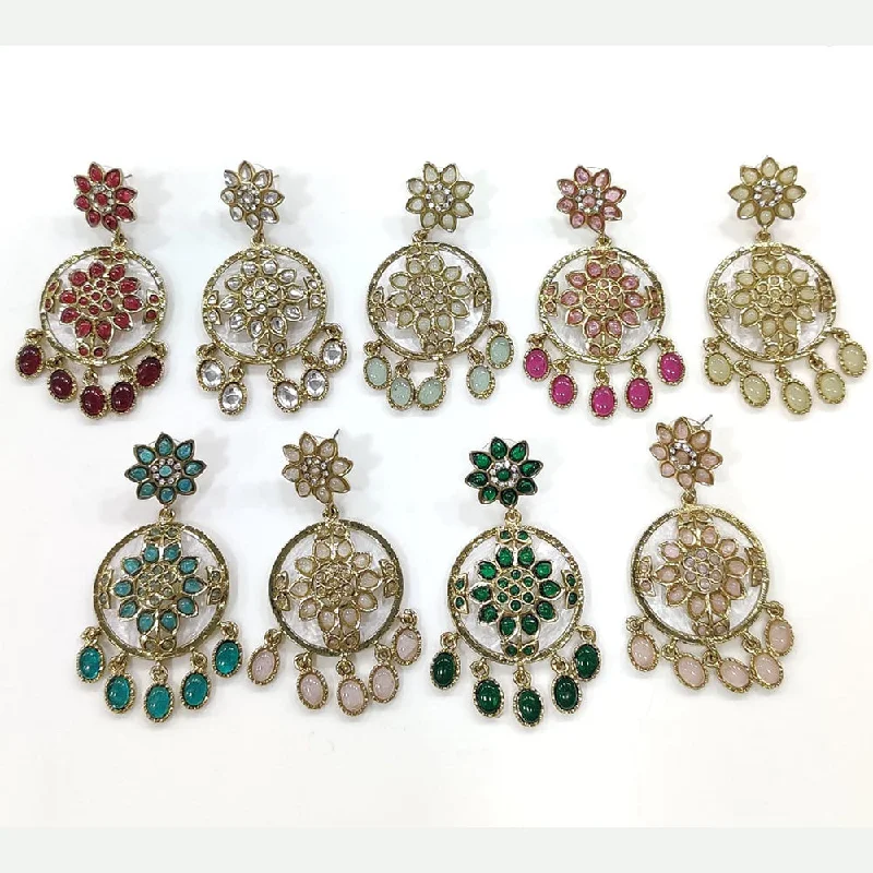 women hoop and stud earrings -Manisha Jewellery Gold Plated Kundan Stone Dangler Earrings