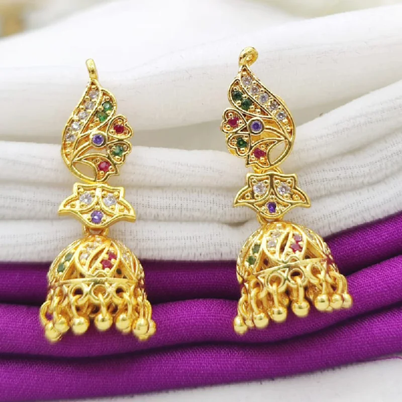 women hoop earrings -Fancyla Gold Plated Austrian Stone Jhumki Earrings