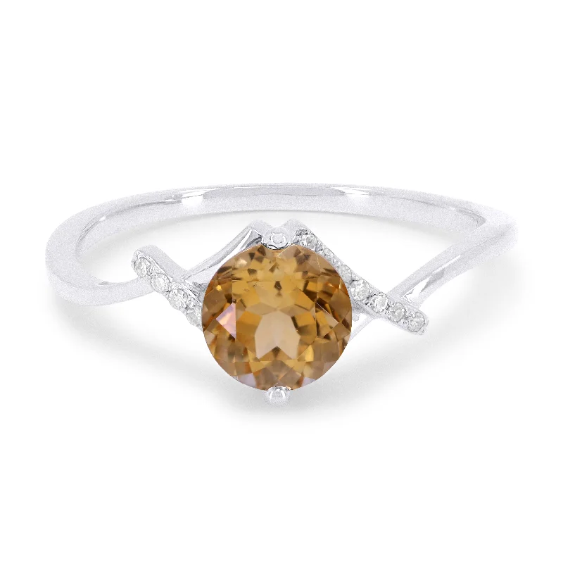 women sapphire gemstone engagement rings -14K White Gold,citrine Ring