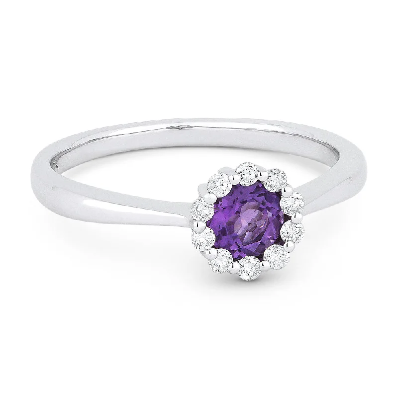 women one-of-a-kind engagement rings -14K White Gold,amethyst Ring