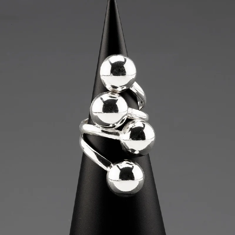 women bold rings -Sterling Silver Orbit Cluster Statement Ring