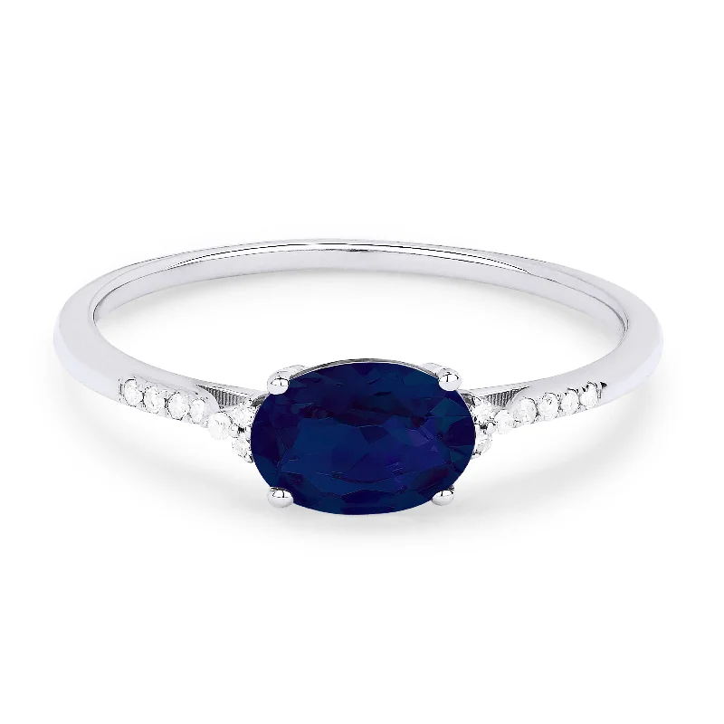 women custom wedding bands -14K White Gold,created Sapphire Ring