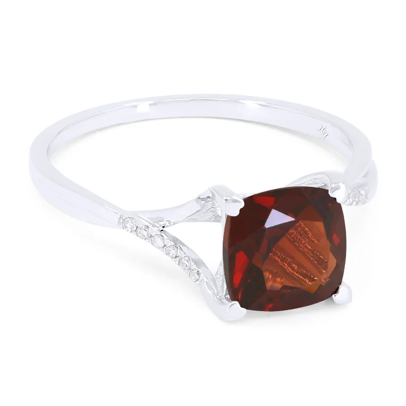 women alternative engagement rings -14K White Gold,garnet Ring