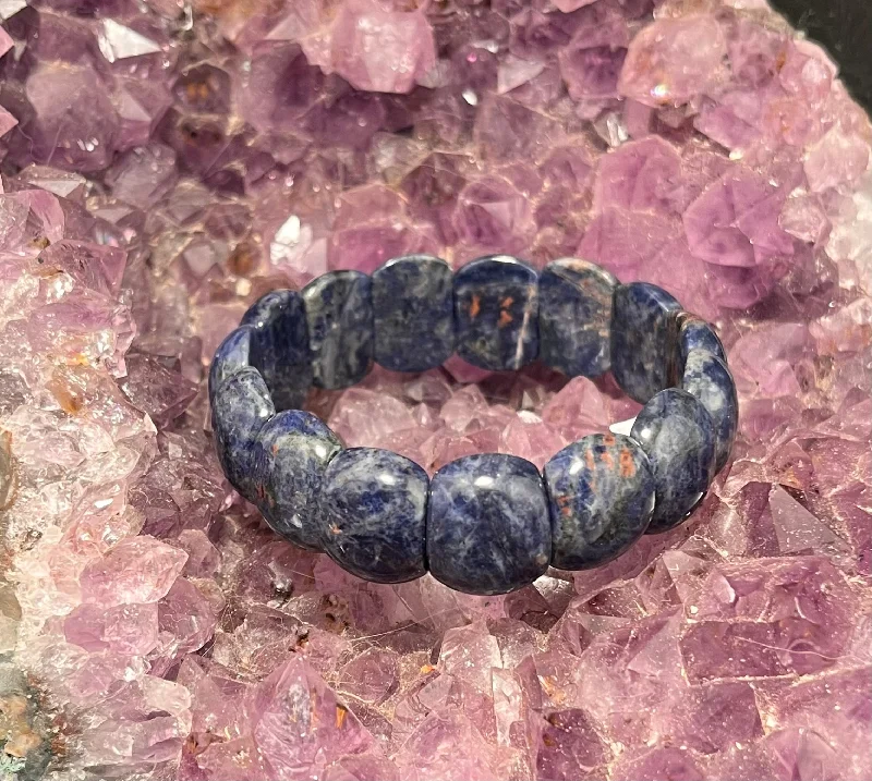 women silver cuff bracelets -Sodalite Double Strand Stretchy Bracelet