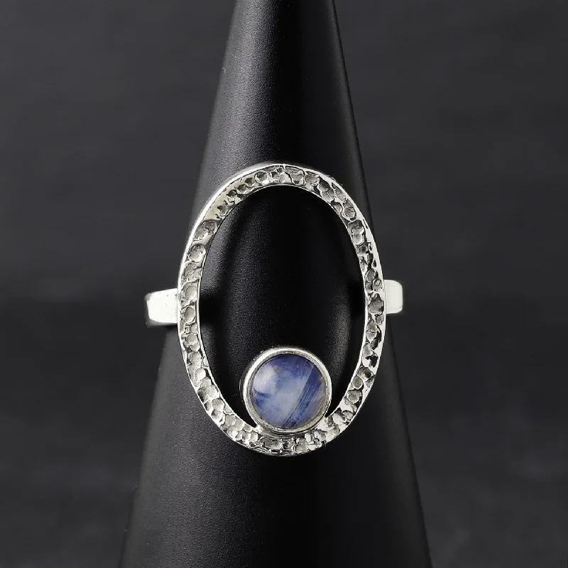 women cubic zirconia rings -Oval Sterling Silver and Moonstone Ring