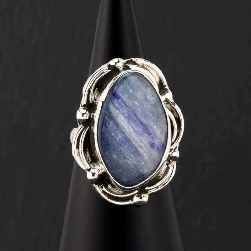 women modern rings -Large Kyanite Stone Ring