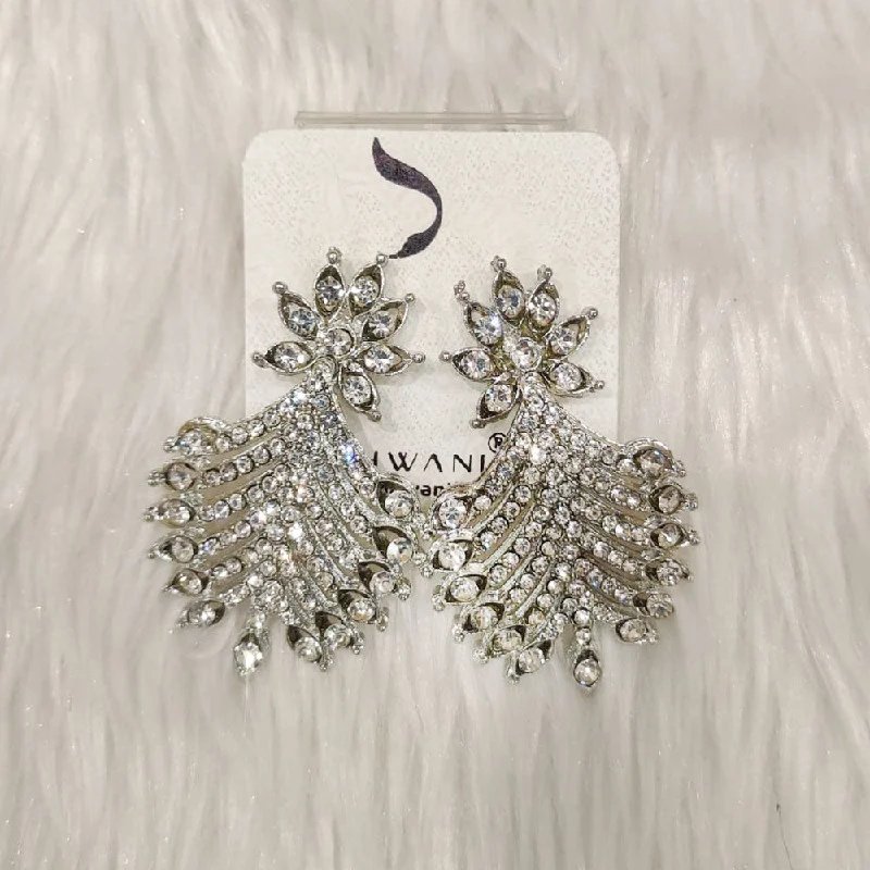 women statement drop earrings -Dhwani Silver Plated Austrian Stone Dangler Earrings