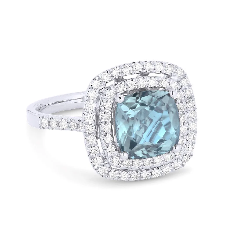 women ruby engagement rings -14K White Gold,blue Topaz Ring