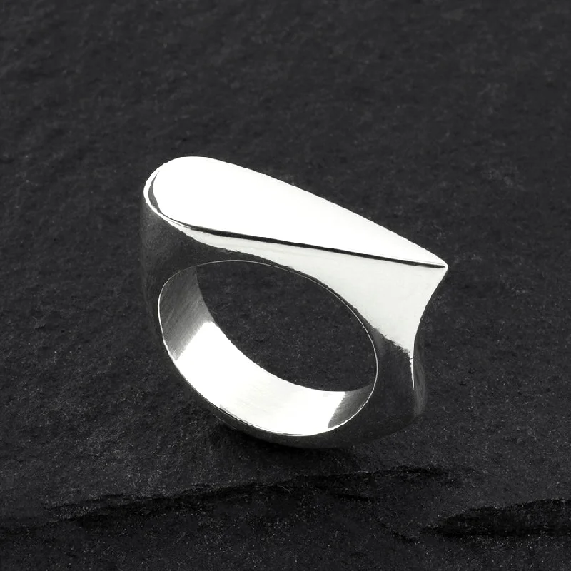 women cocktail rings -Solid Sterling Silver Geometric Ring