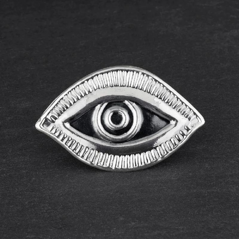 women handmade rings -Oversized Mexican Silver Magic Eye Ring