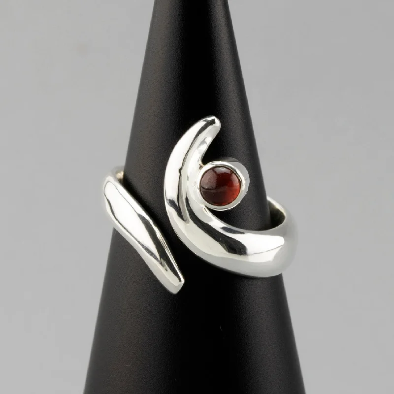 women men’s rings -Sterling Silver and Garnet Wrap Ring