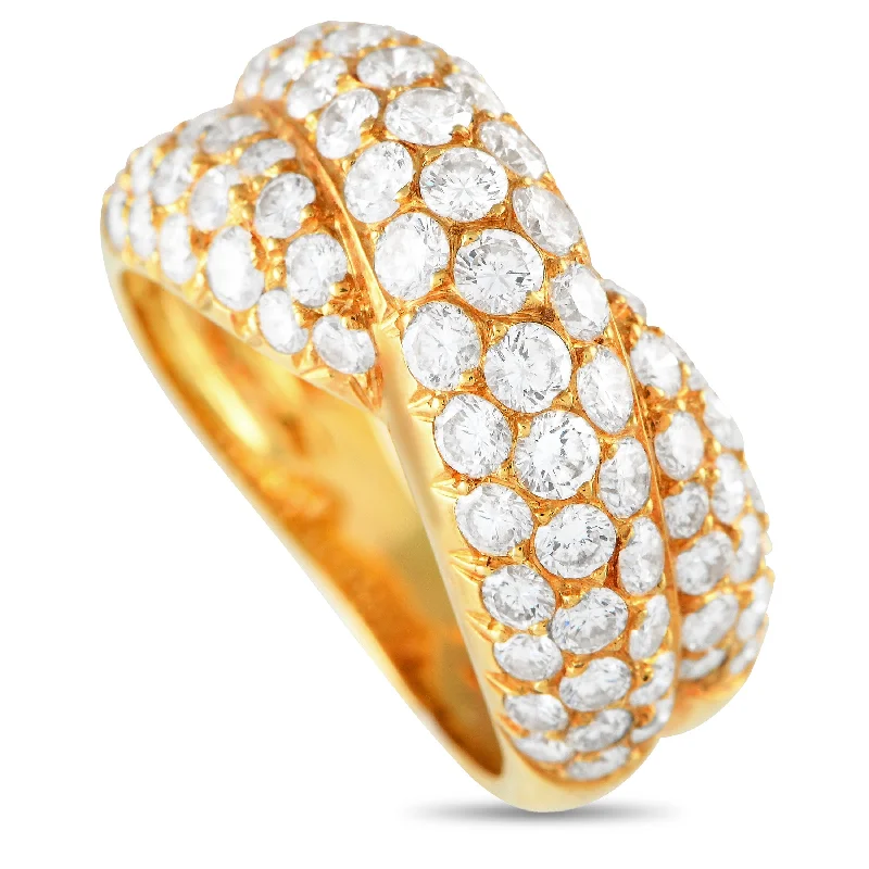 women pear-shaped engagement rings -Van Cleef & Arpels Vintage 18K Yellow Gold 1.50ct Diamond Crossover Ring VC02-112724