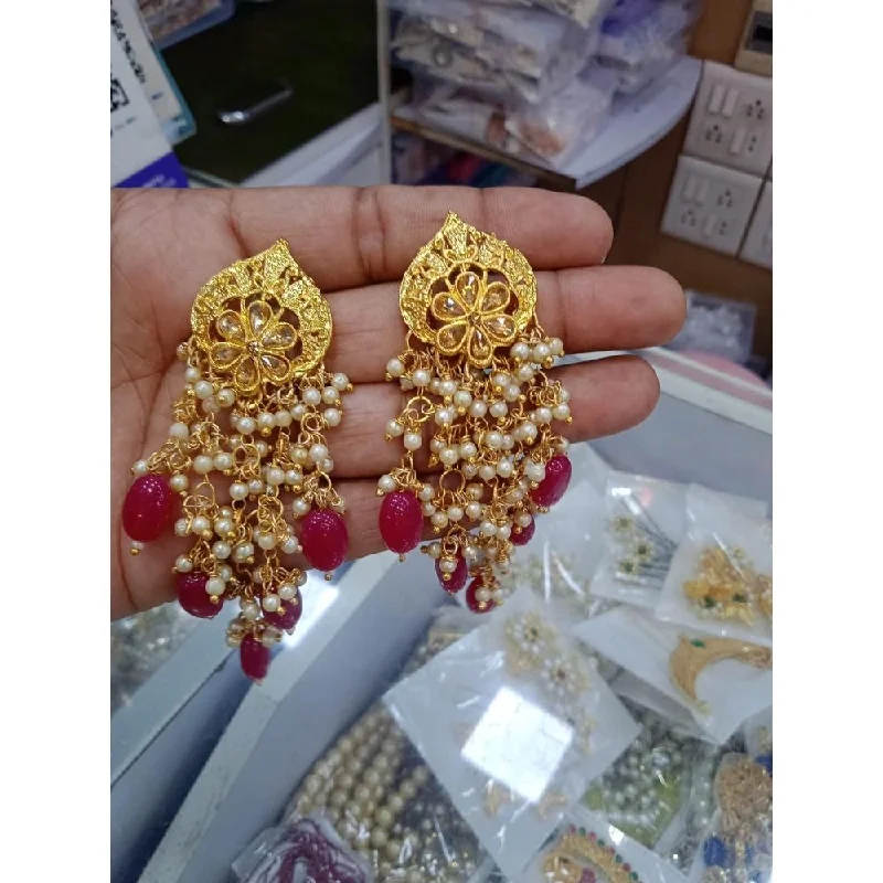 women luxury drop earrings -Akruti Collection Gold Plated Pearl And Beads Dangler Earrings