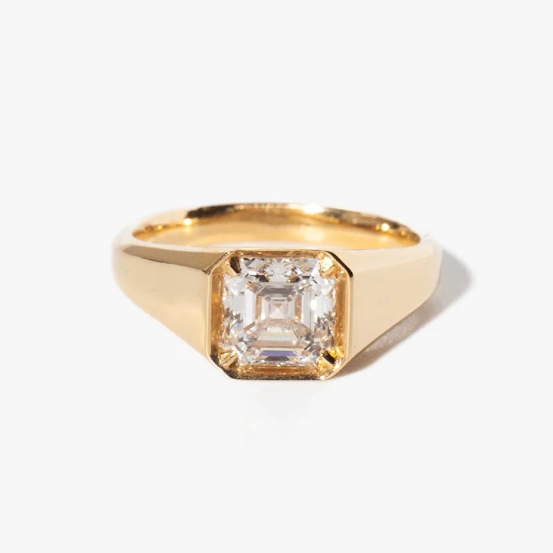 women ring sets -Asscher Diamond Reverence Signet Ring