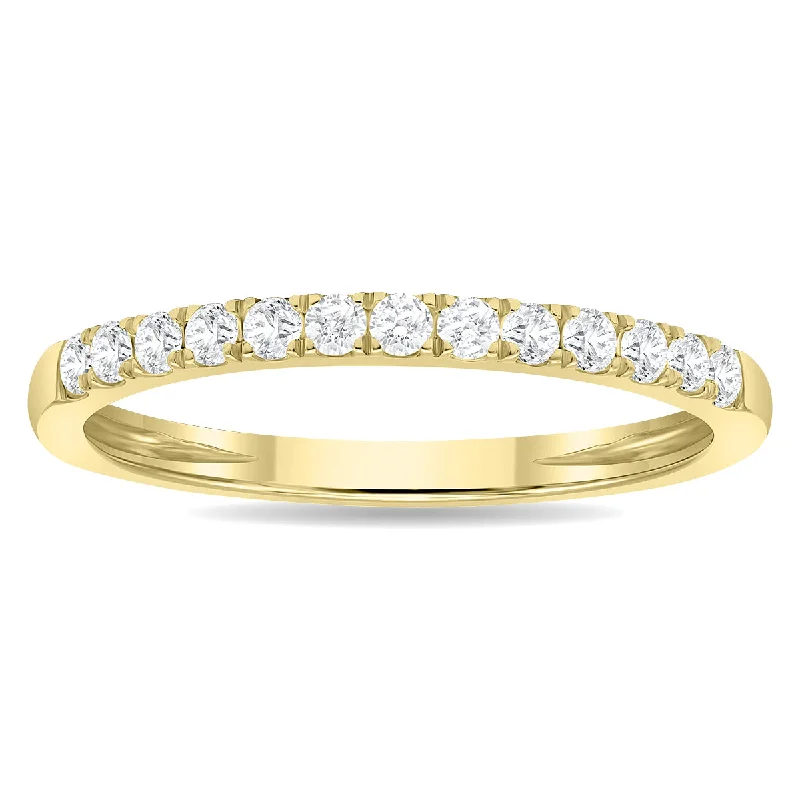 women vintage engagement rings -1/4 Carat Tw 2Mm Round Diamond Wedding Band In 10K Yellow Gold