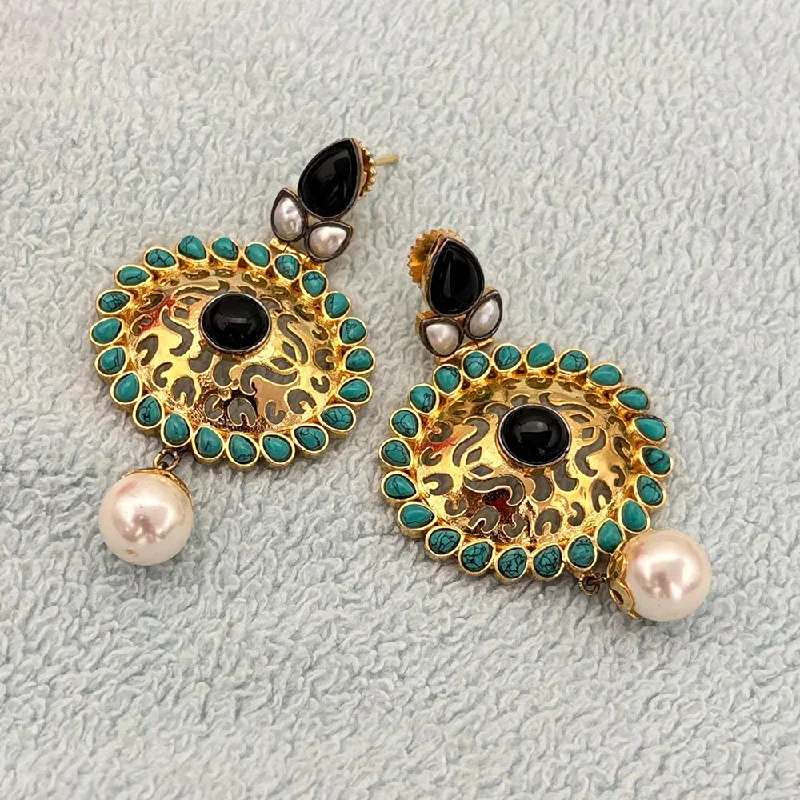 women gemstone stud earrings -Jewel Addiction Gold Plated Kundan Stone Dangler Earrings