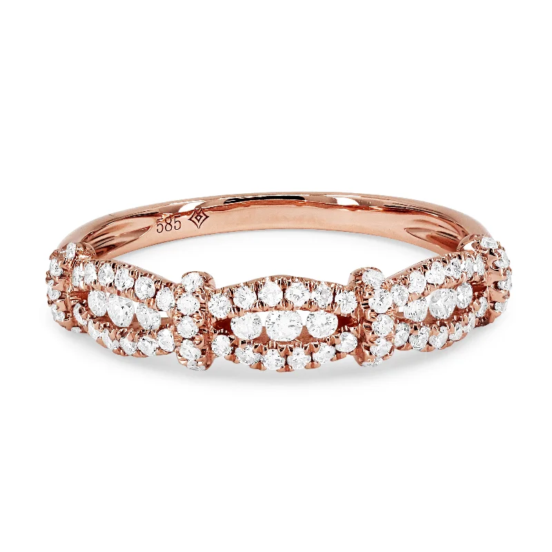 women diamond engagement rings -14K Rose Gold,white Diamond Ring