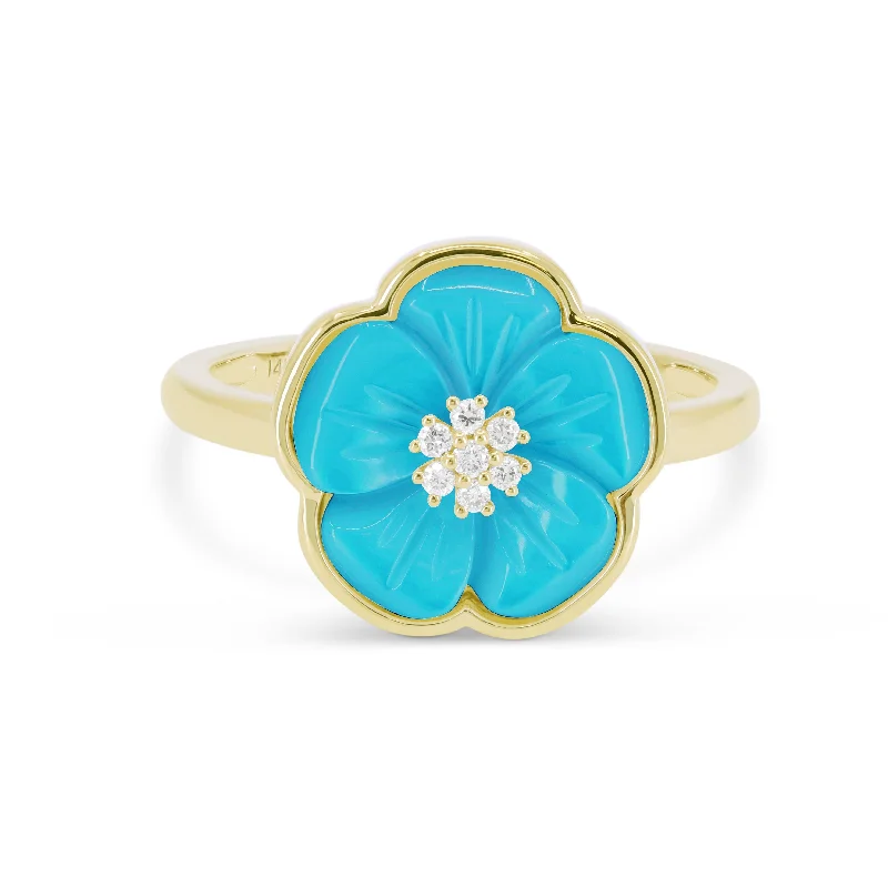 women double band engagement rings -14K Yellow Gold,turquoise Ring