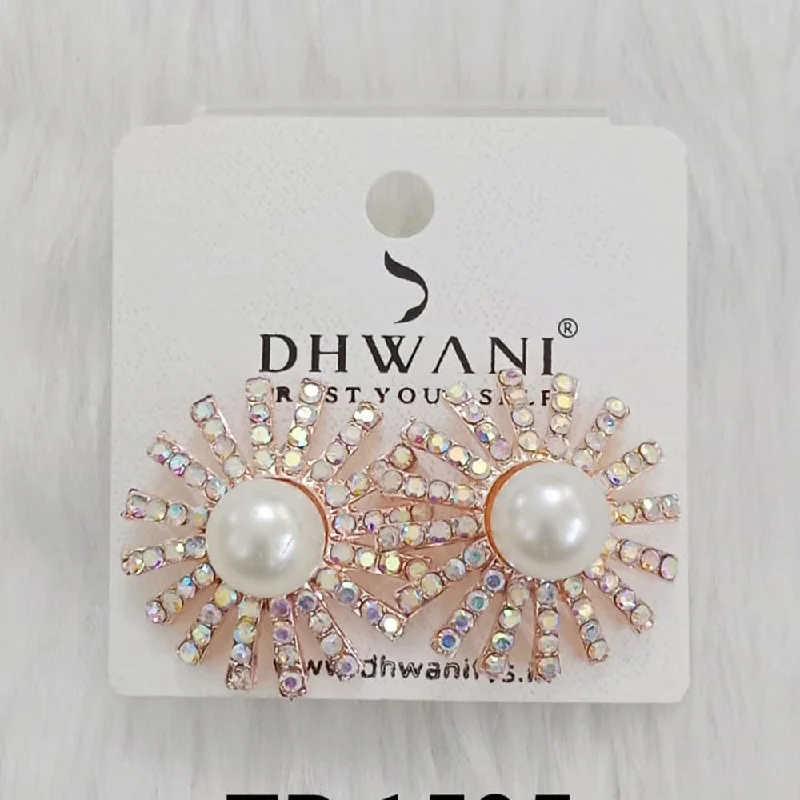 women statement earrings -Dhwani Rose Gold Plated Austrian Stone Studs Earrings