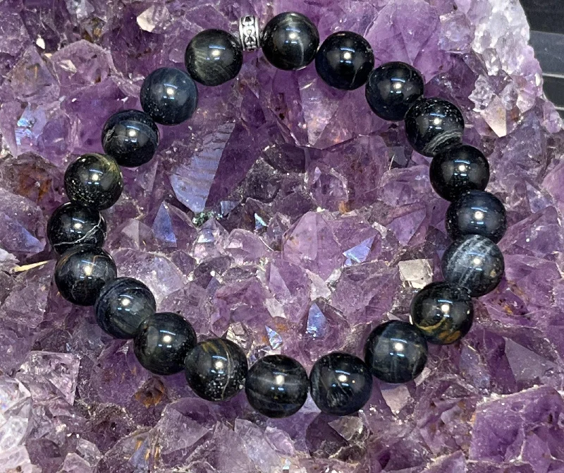 women luxury bracelets -Blue Tigers Eye "Hawks Eye" Stretchy Bracelet