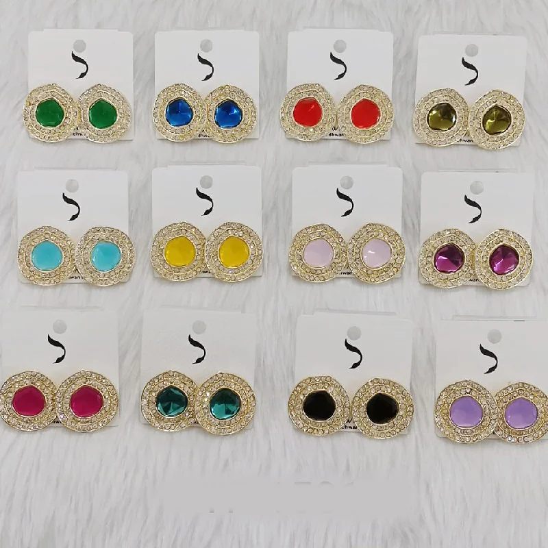 women crystal earrings -Dhwani Gold Plated Austrian Stone Studs Earrings