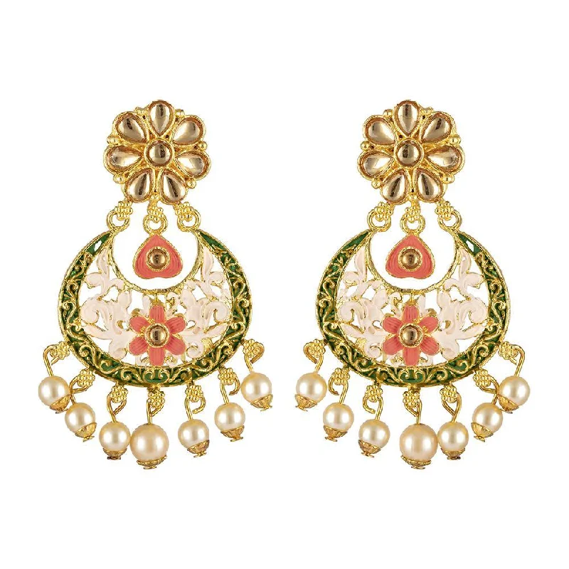 women vintage dangle earrings -Mahi Meenakari Work Floral Chandbali Dangler earrings for Women (ER1109707G)