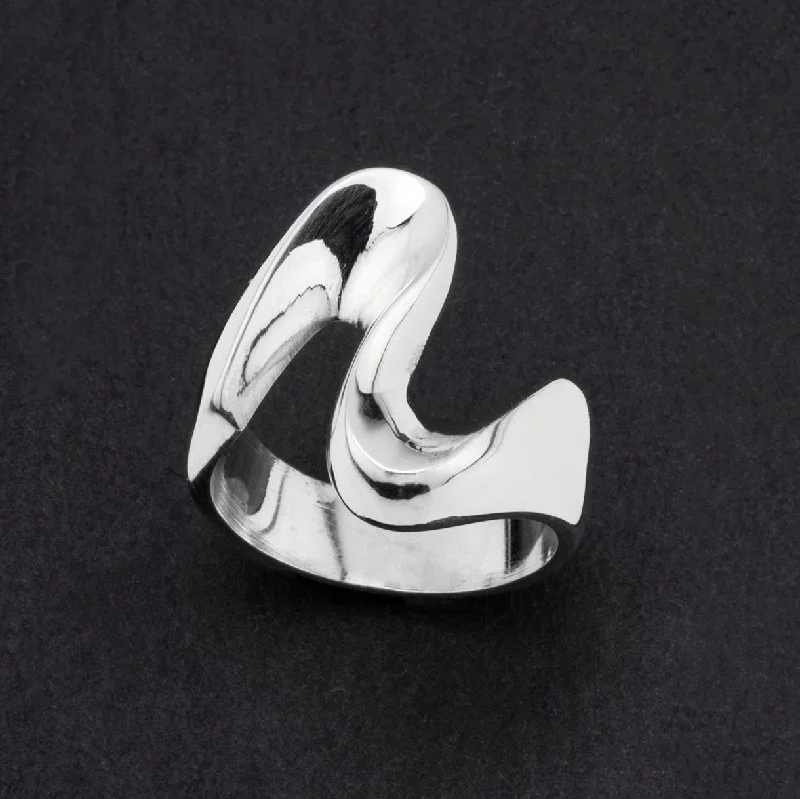 women wedding rings -Solid Sterling Silver Wave Ring