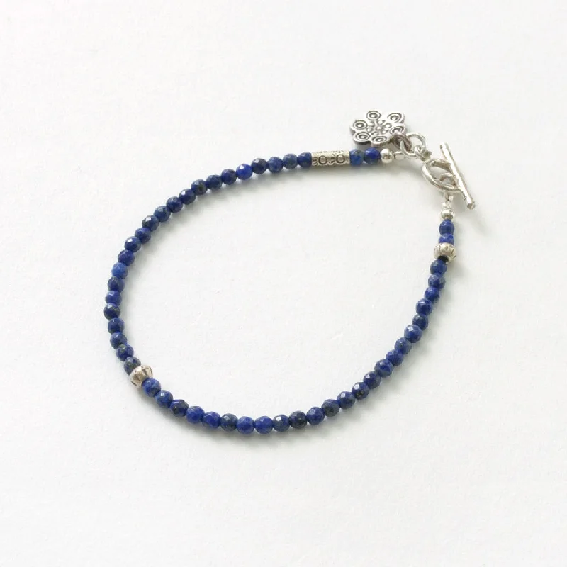 women minimalist bracelets -PHADUA / Lapis (3mm) Cut Bead Bracelet