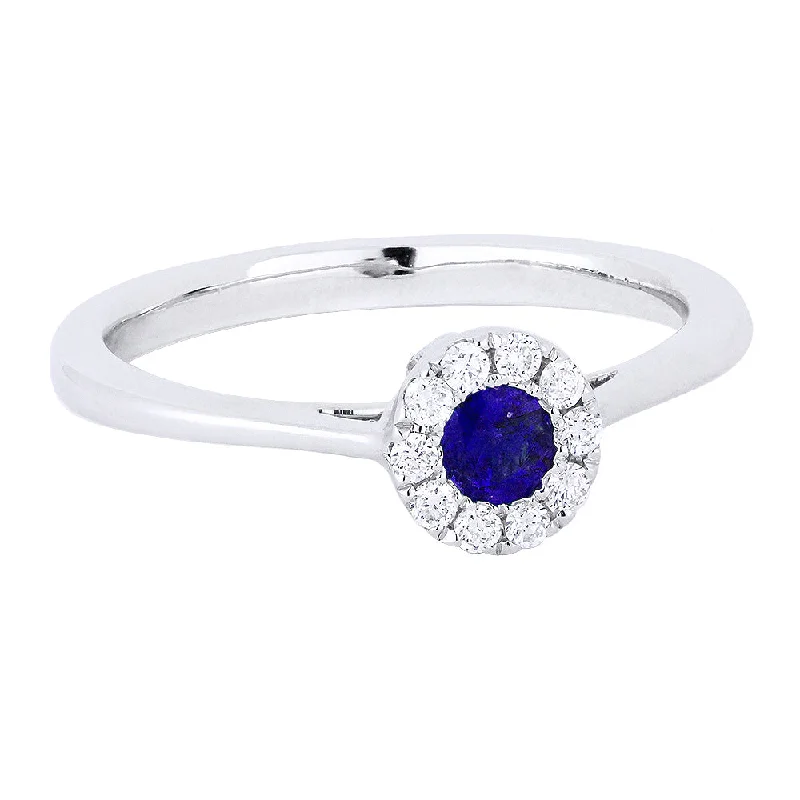 women halo diamond engagement rings -14K White Gold,sapphire Ring