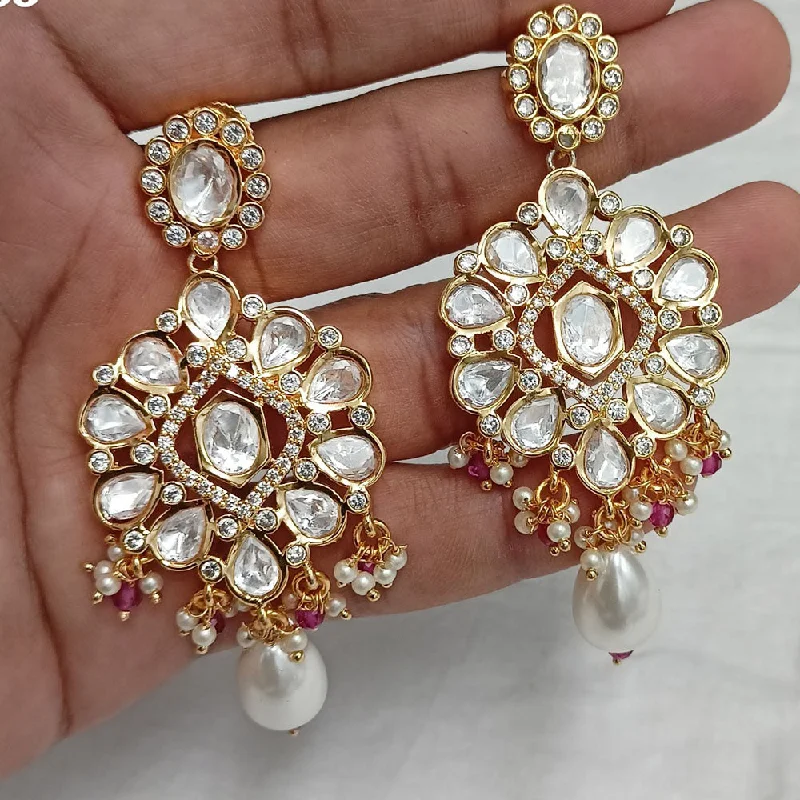 women luxury drop earrings -Amoliya Jewels Brass Kundan Earrings