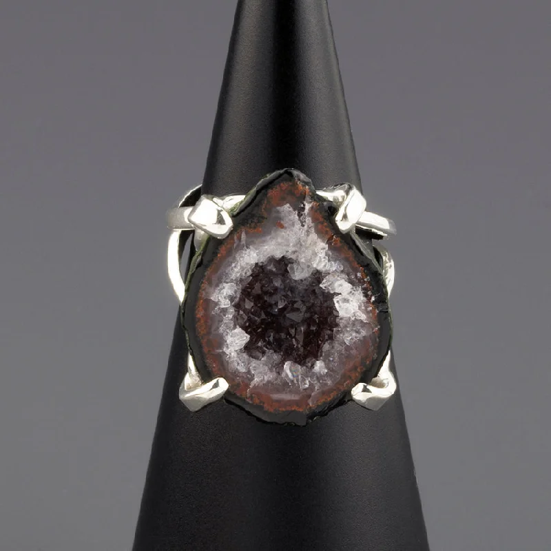 women promise rings -Agate Geode Prong Ring