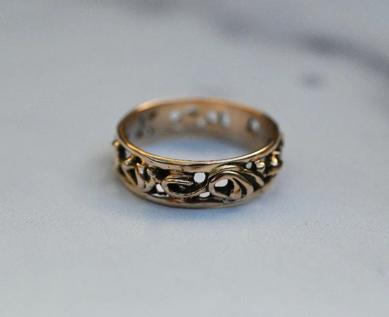 women handmade rings -Small Scroll 14k Gold Ring Band- Made to Order