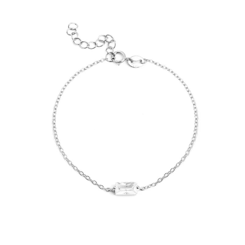 women adjustable bangles -Baguette Silver Bracelet