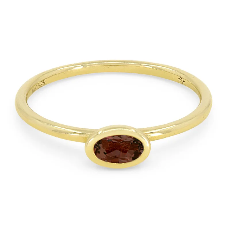 women double band engagement rings -14K Yellow Gold,garnet Ring