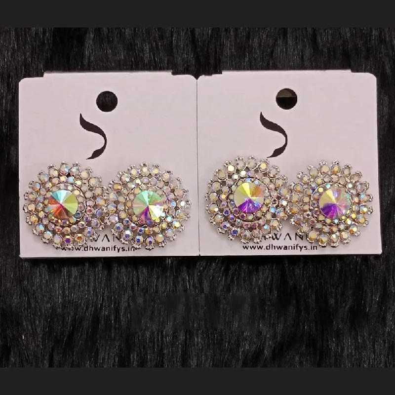 women statement drop earrings -Dhwani Silver Plated Austrian Stone Studs Earrings