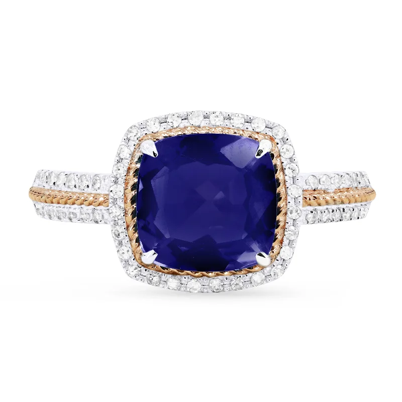 women vintage-inspired engagement rings -14K White And Rose Gold,created Sapphire Ring